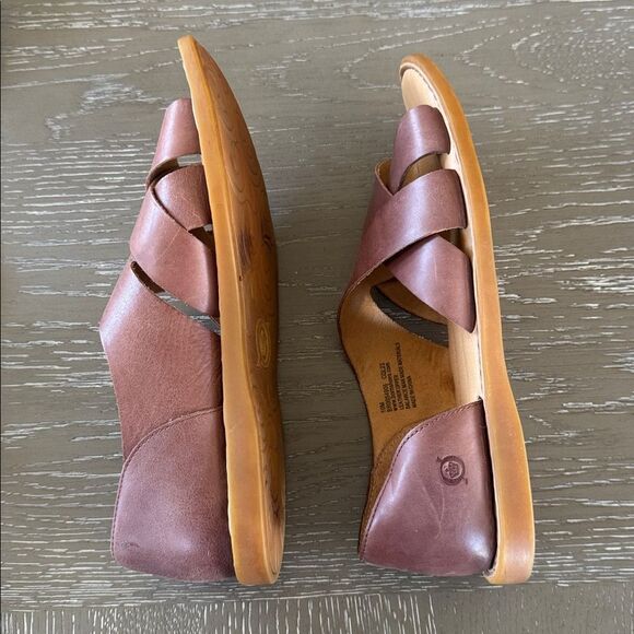Born ITHICA Chestnut Leather Slip-On Crisscross Open Toe Casual Sandals Size 10M - Picture 6 of 12